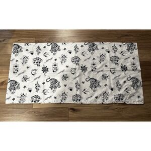 Set of 2 Ed‎ Hardy Tiger Tattoo King Pillowcases 20x40 Black White Y2K